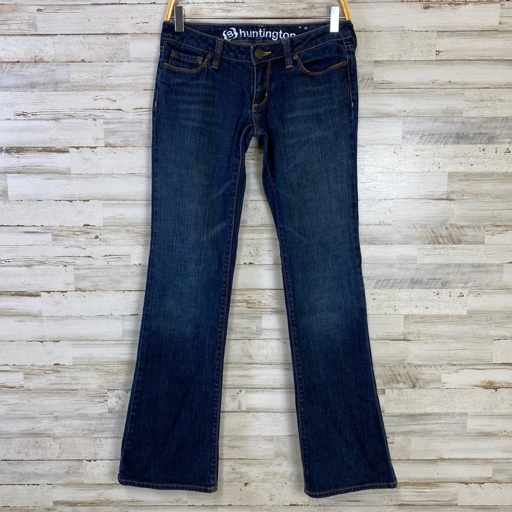 Bullhead Huntington Jeans Juniors 3 Long Blue Denim Dark Wash Low Rise Flare
